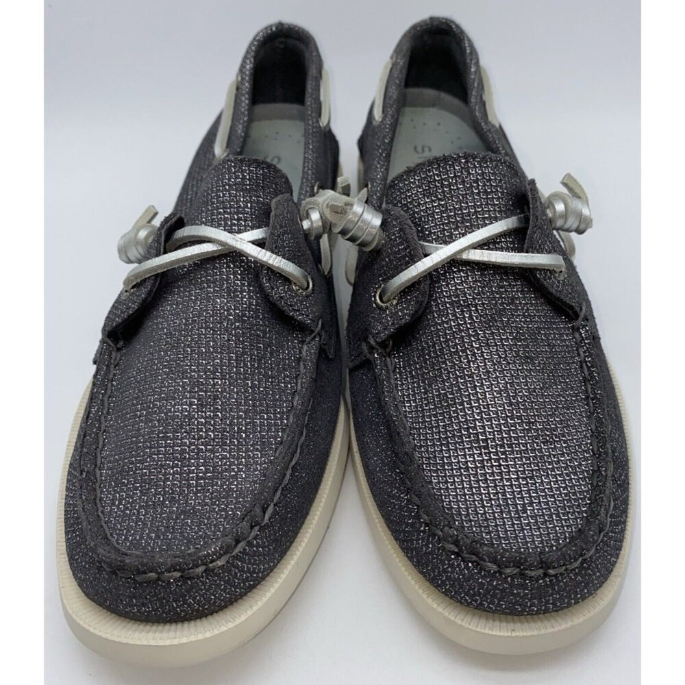 Sperry Top Sider Vida Women’s Metallic Silver Boat Shoes STS84729 Size 7.5